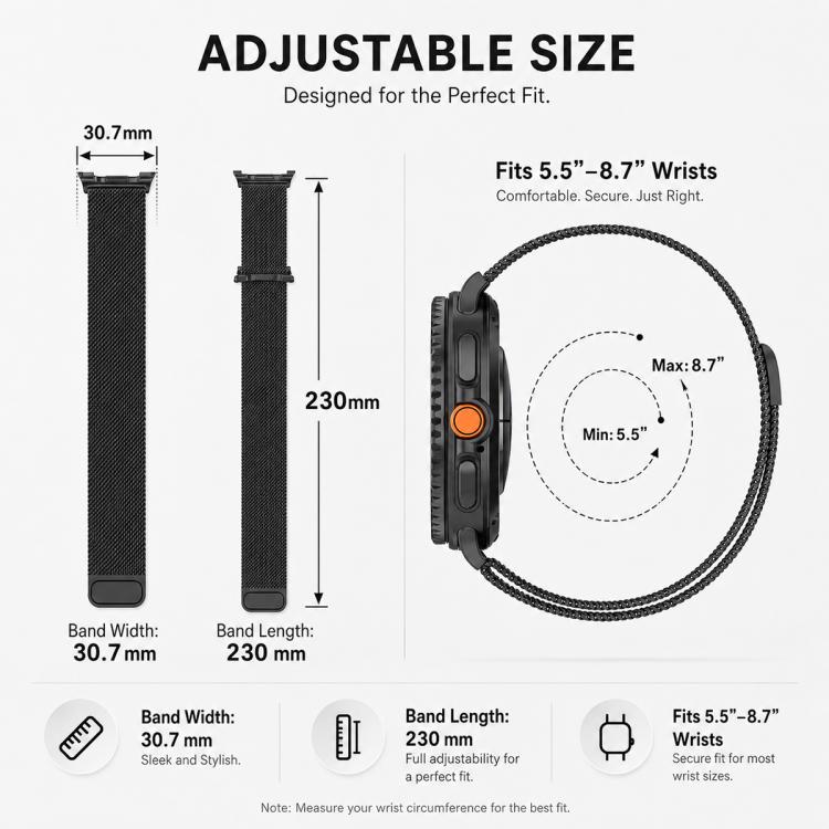 5 Pack xDfind Milanese Magnetic Metal Watch Band, For Galaxy Watch8 / 8 Classic