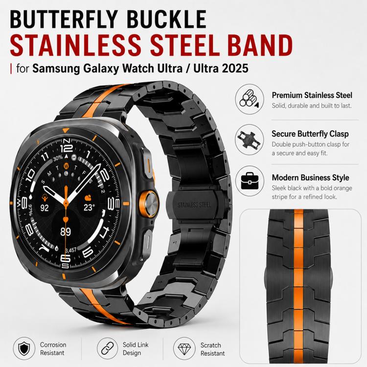 5 Pack xDfind Butterfly Buckle Stainless Steel Watch Band, For Galaxy Watch Ultra / Ultra 2025, For Galaxy Watch8 / 8 Classic