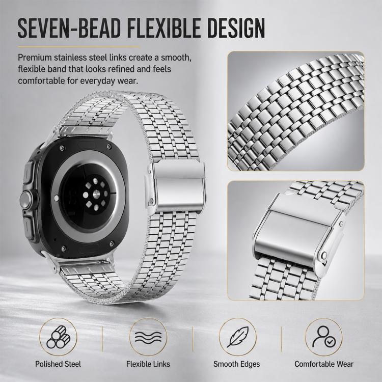 5 Pack xDfind Seven Beads Buckle Stainless Steel Watch Band, For Galaxy Watch8 / 8 Classic