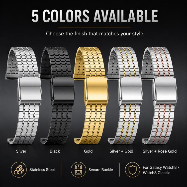 5 Pack xDfind Seven Beads Buckle Stainless Steel Watch Band, For Galaxy Watch8 / 8 Classic