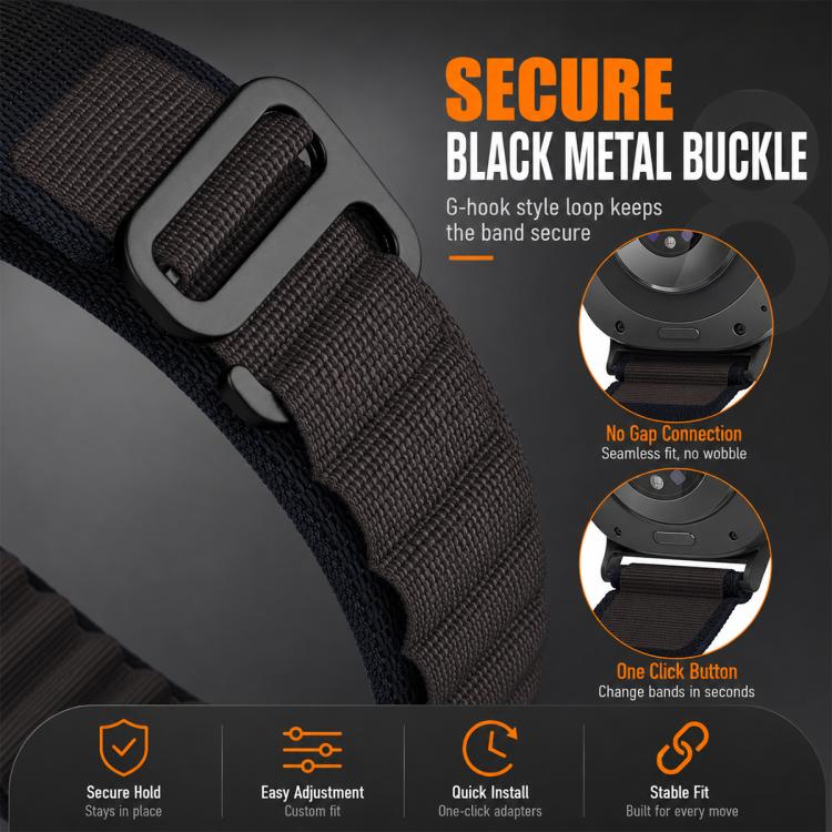 5 Pack xDfind Black Buckle Loop Nylon Watch Band, For Galaxy Watch Ultra / Ultra 2025, For Galaxy Watch8 / 8 Classic