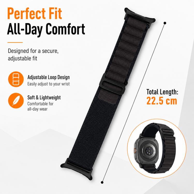 5 Pack xDfind Black Buckle Loop Nylon Watch Band, For Galaxy Watch Ultra / Ultra 2025, For Galaxy Watch8 / 8 Classic