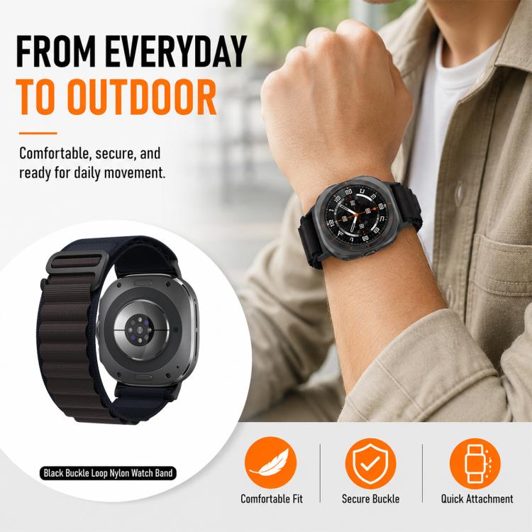5 Pack xDfind Black Buckle Loop Nylon Watch Band, For Galaxy Watch Ultra / Ultra 2025, For Galaxy Watch8 / 8 Classic