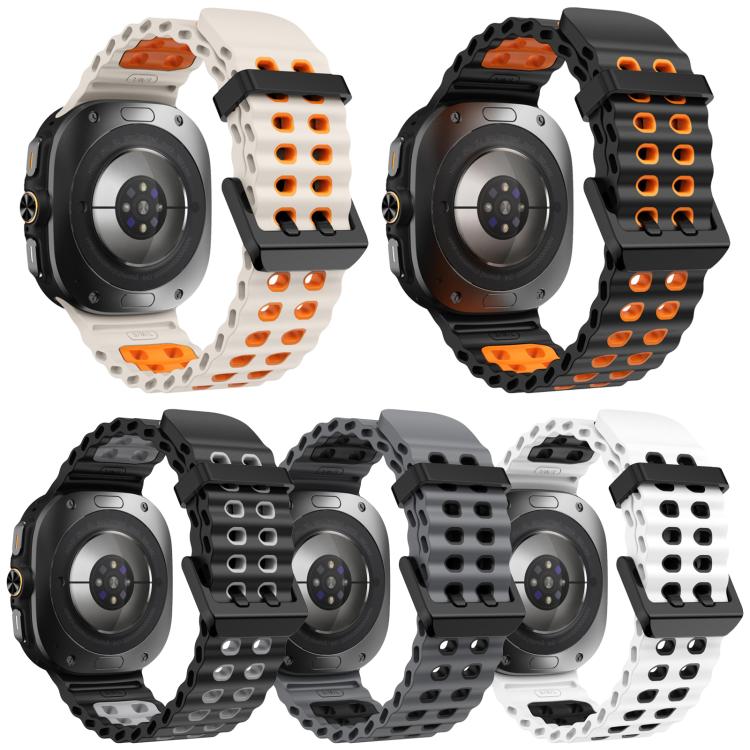 5 Pack xDfind Black Buckle Ocean Two Color Dual-row Hole Silicone Watch Band, For Galaxy Watch Ultra / Ultra 2025