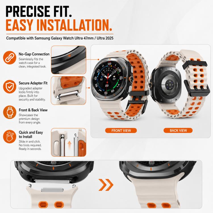 5 Pack xDfind Black Buckle Ocean Two Color Dual-row Hole Silicone Watch Band, For Galaxy Watch Ultra / Ultra 2025