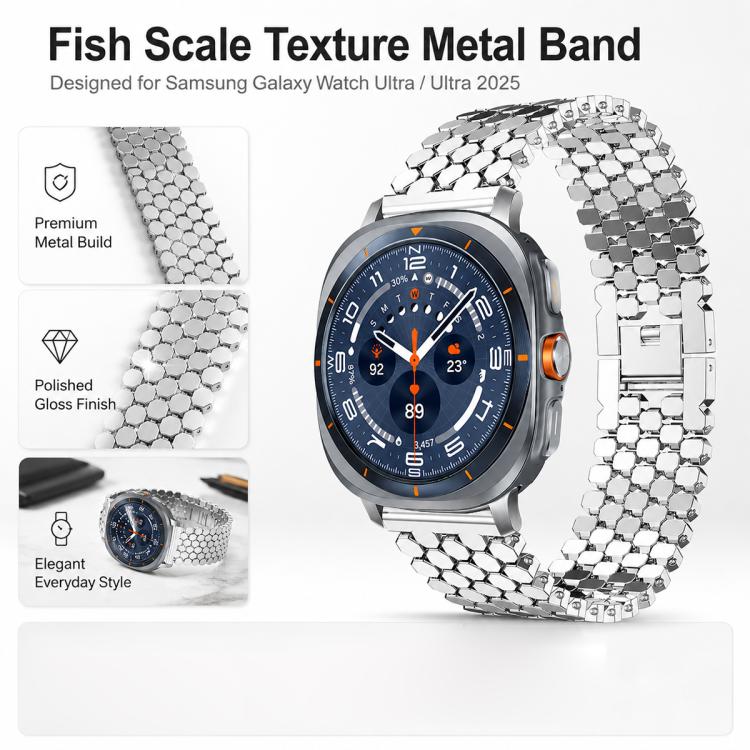 4 Pack xDfind Fish Scale Texture Metal Watch Band, For Galaxy Watch Ultra / Ultra 2025, For Galaxy Watch8 / 8 Classic