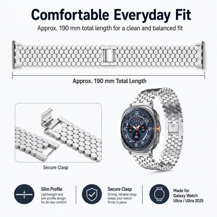 4 Pack xDfind Fish Scale Texture Metal Watch Band, For Galaxy Watch Ultra / Ultra 2025, For Galaxy Watch8 / 8 Classic