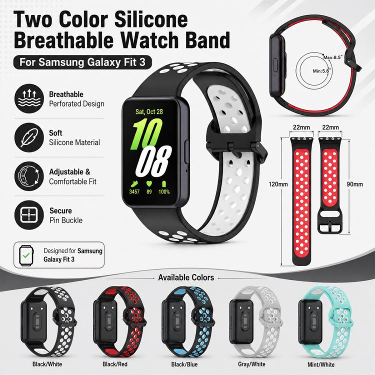 5 Pack xDfind Two Color Silicone Breathable Watch Band, For Galaxy Fit3