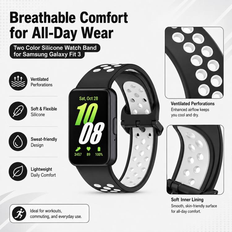 5 Pack xDfind Two Color Silicone Breathable Watch Band, For Galaxy Fit3