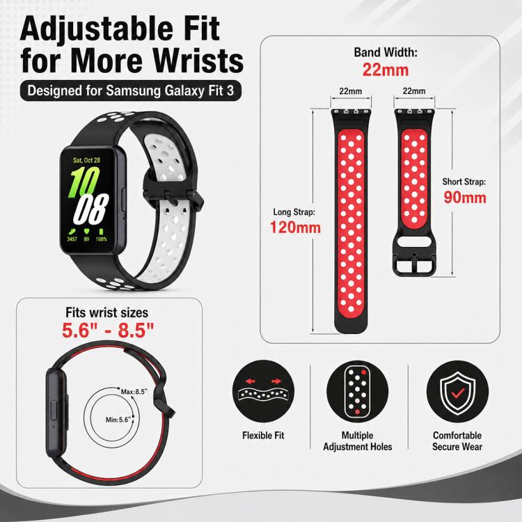 5 Pack xDfind Two Color Silicone Breathable Watch Band, For Galaxy Fit3