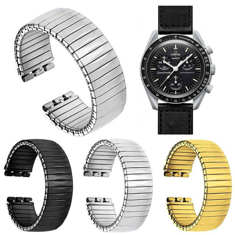 xDfind Trapezoid Stainless Steel Spring Elasticity Watch Band, For Swatch 17mm