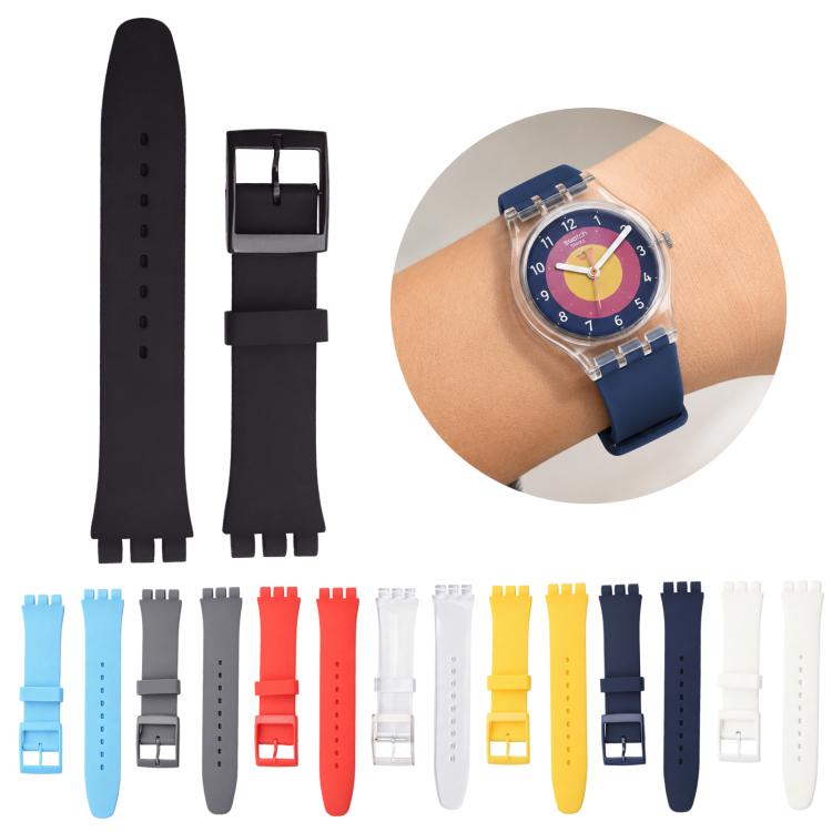 xDfind Convex Mouth Solid Color Silicone Watch Band, For Swatch 17mm