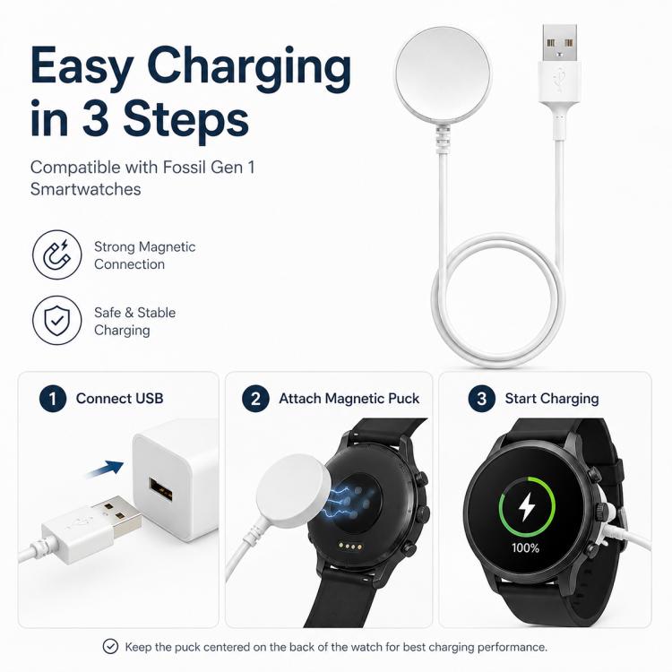 xDfind USB Magnetic Watch Charger, Length: 1m, For Fossil Gen 1