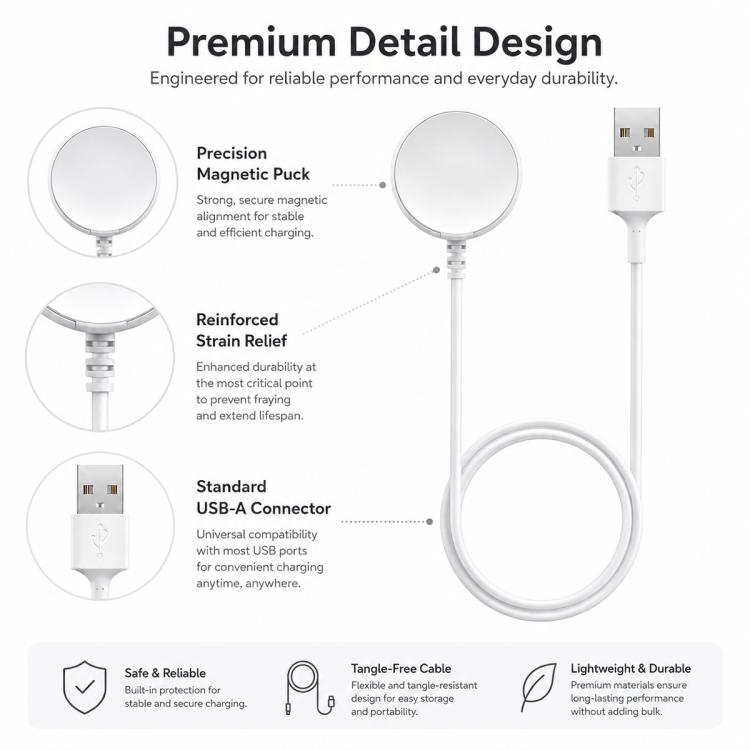 xDfind USB Magnetic Watch Charger, Length: 1m, For Fossil Gen 1