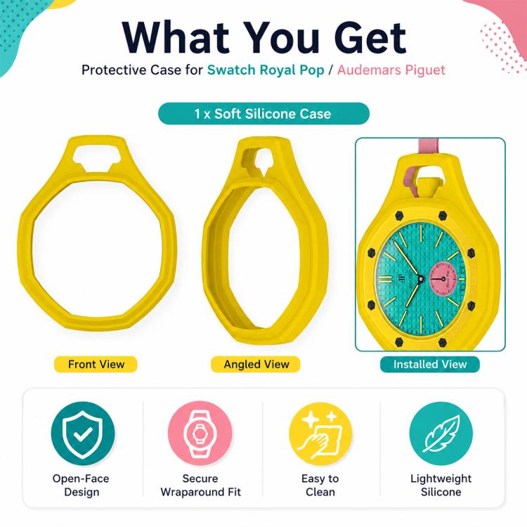 xDfind Full-Coverage Silicone Pocket Watch Case, For Swatch Royal Pop