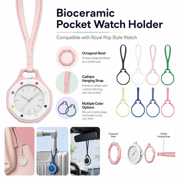 For Swatch Royal Pop xDfind Pocket Watch Calfskin Lanyard and Case, M 32cm