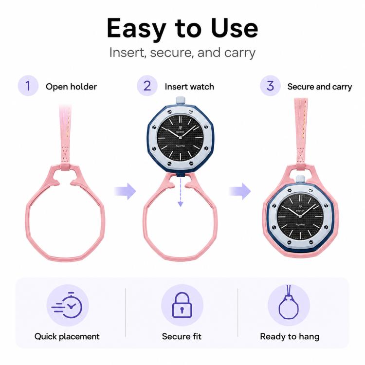 For Swatch Royal Pop xDfind Pocket Watch Calfskin Lanyard and Case, L 42cm