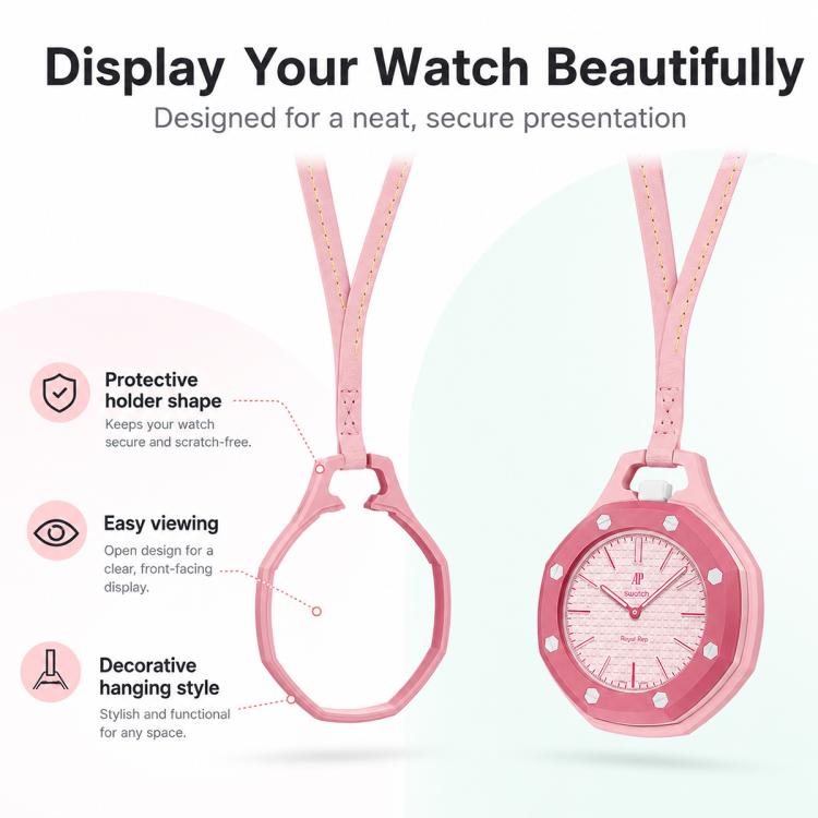 For Swatch Royal Pop xDfind Pocket Watch Calfskin Lanyard and Case, L 42cm
