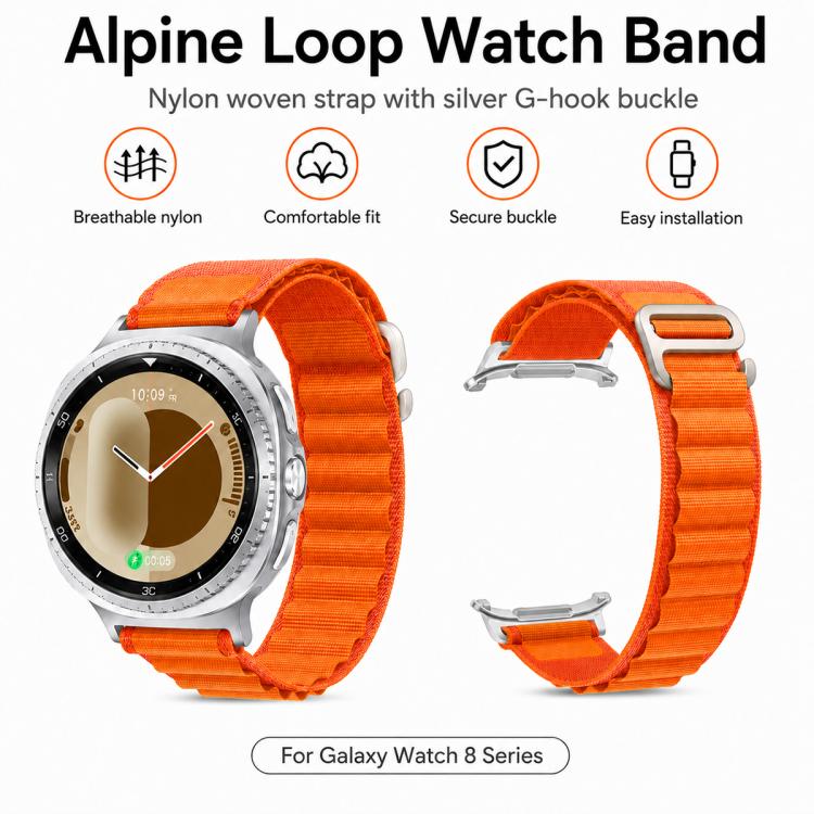 xDfind Silver Buckle Loop Nylon Watch Band, For Samsung Galaxy Watch8 / 8 Classic