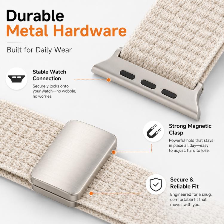 xDfind Magnetic Buckle Nylon Woven Watch Band, For Apple Watch 42 / 44 / 45 / 46 / 49mm