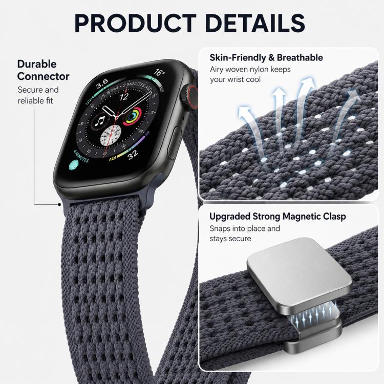xDfind Magnetic Buckle Hollow-Out Nylon Woven Watch Band, For Apple Watch 38 / 40 / 41 / S11 42mm