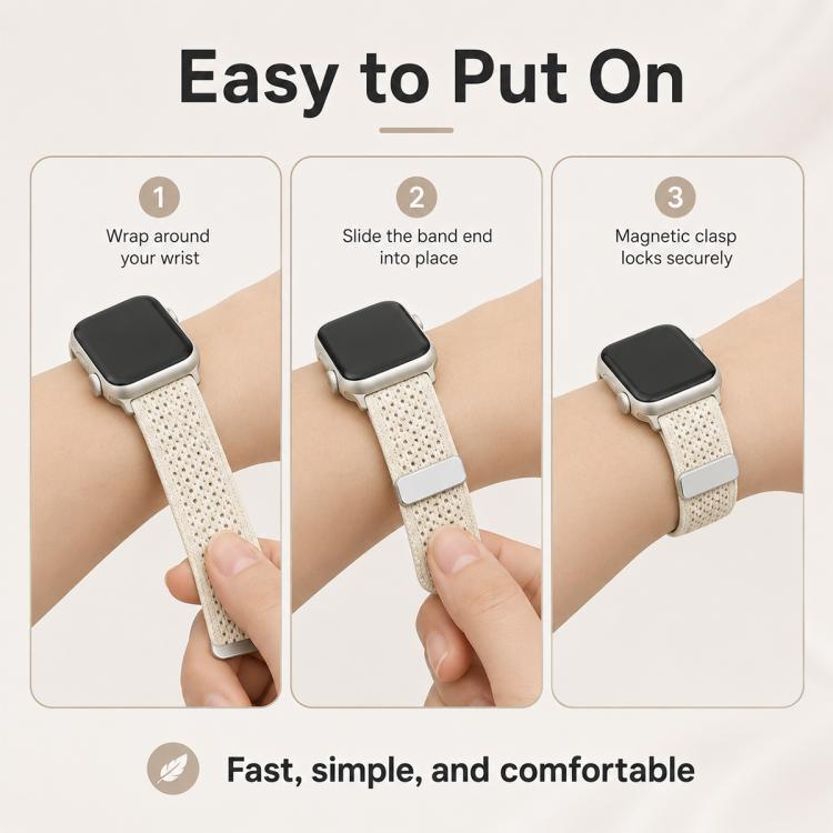 xDfind Magnetic Buckle Hollow-Out Nylon Woven Watch Band, For Apple Watch 38 / 40 / 41 / S11 42mm