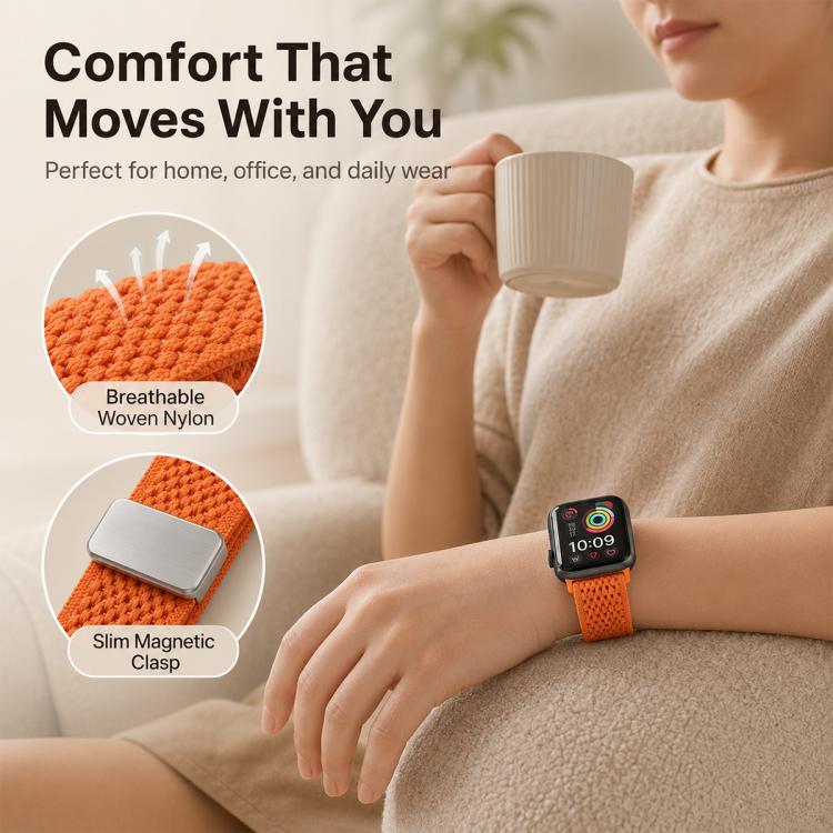 xDfind Magnetic Buckle Hollow-Out Nylon Woven Watch Band, For Apple Watch 38 / 40 / 41 / S11 42mm