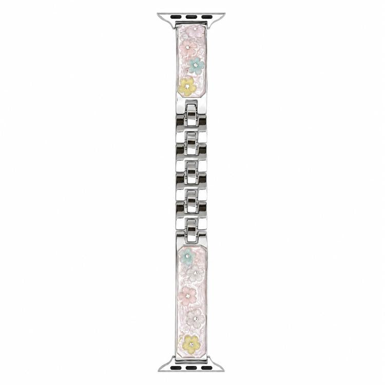 xDfind Floral Epoxy Metal Bracelet Strap Watch Band, For Apple Watch 42 / 44 / 45 / 46 / 49mm