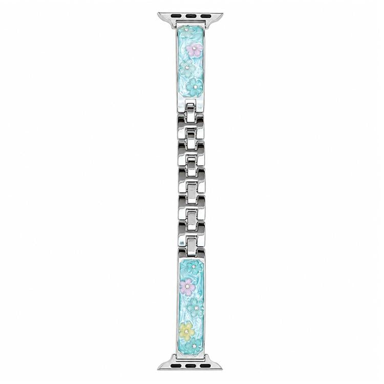 xDfind Floral Epoxy Metal Bracelet Strap Watch Band, For Apple Watch 42 / 44 / 45 / 46 / 49mm