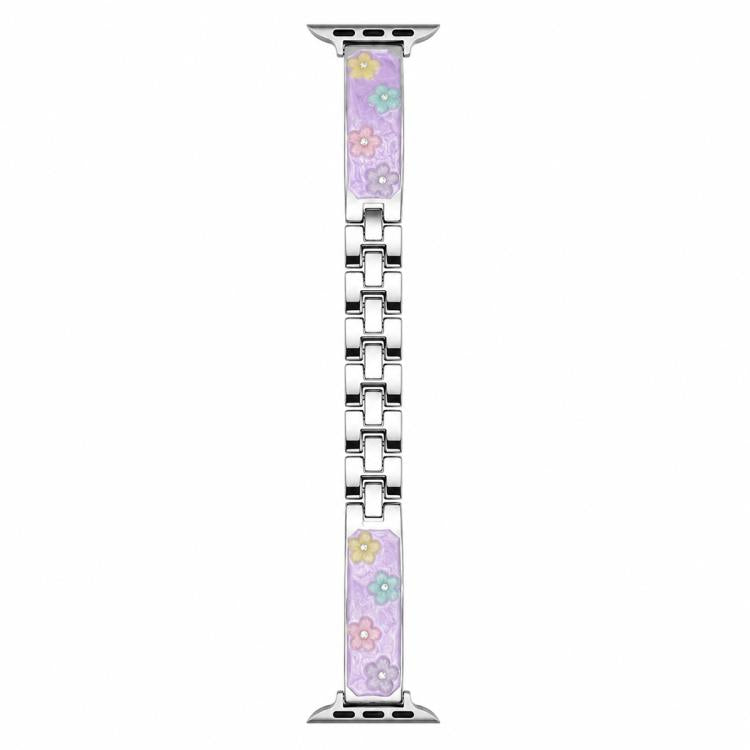 xDfind Floral Epoxy Metal Bracelet Strap Watch Band, For Apple Watch 42 / 44 / 45 / 46 / 49mm