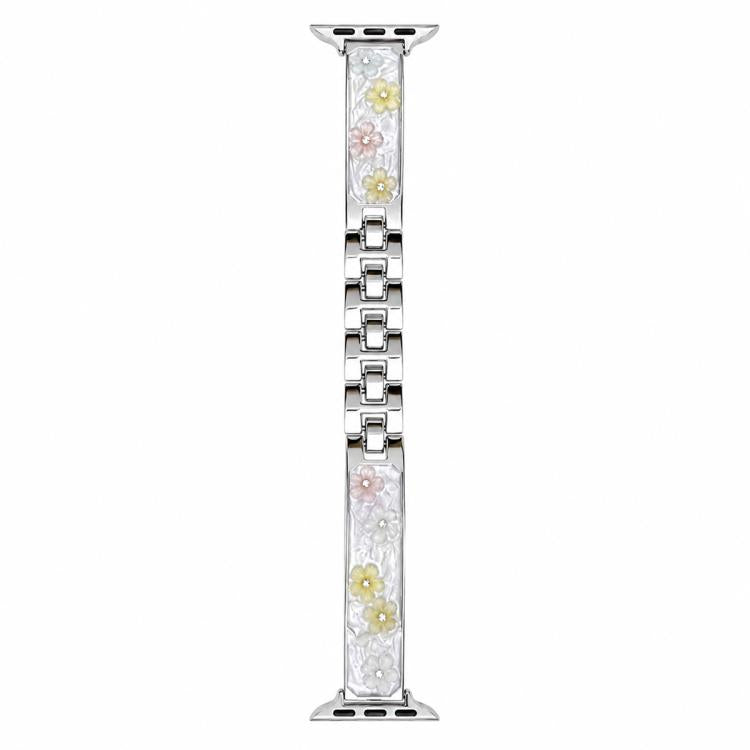 xDfind Floral Epoxy Metal Bracelet Strap Watch Band, For Apple Watch 38 / 40 / 41 / S11 42mm
