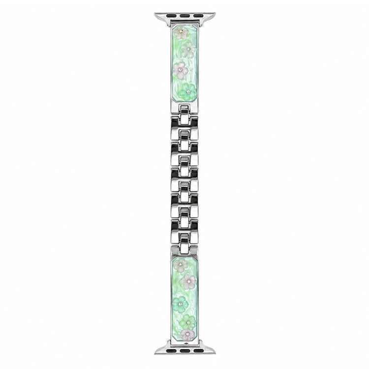 xDfind Floral Epoxy Metal Bracelet Strap Watch Band, For Apple Watch 38 / 40 / 41 / S11 42mm