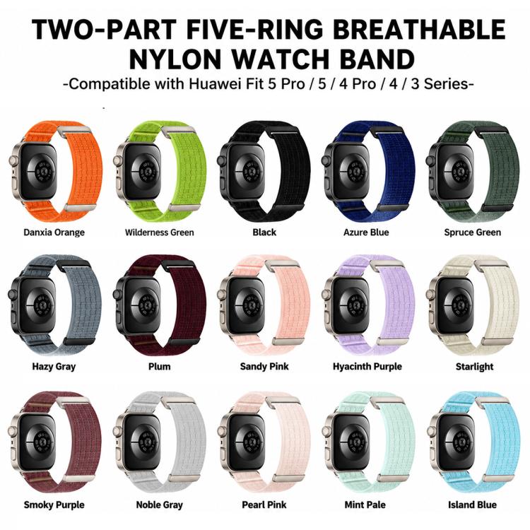 xDfind Two Section Nylon Breathable Hook And Loop Fastener Watch Band, For Huawei Watch Fit 5 / Fit 5 Pro / Fit 4