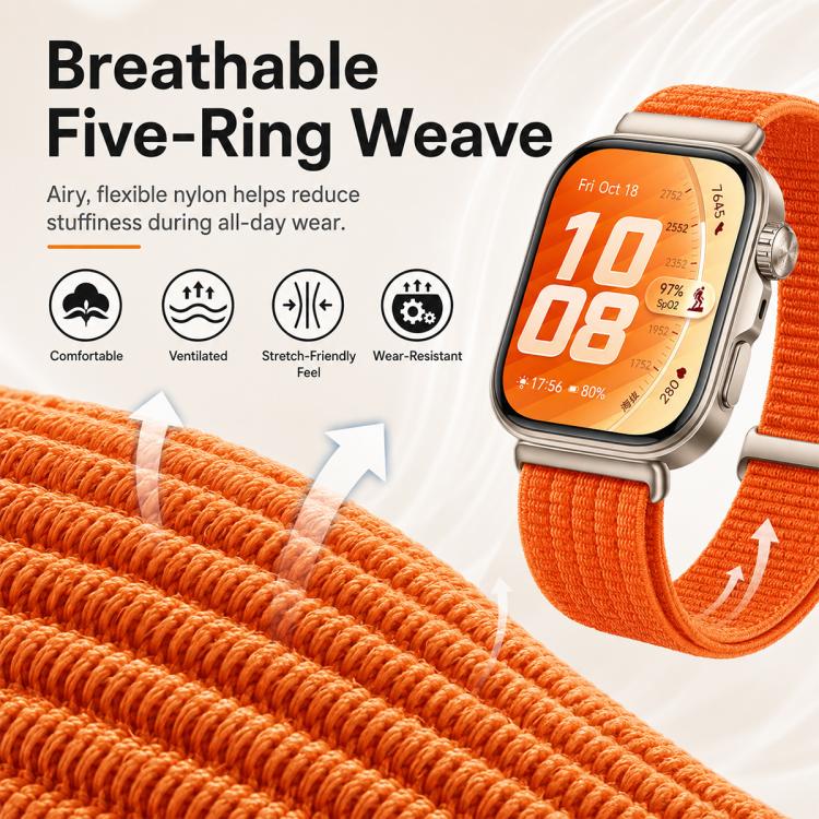 xDfind Two Section Nylon Breathable Hook And Loop Fastener Watch Band, For Huawei Watch Fit 5 / Fit 5 Pro / Fit 4