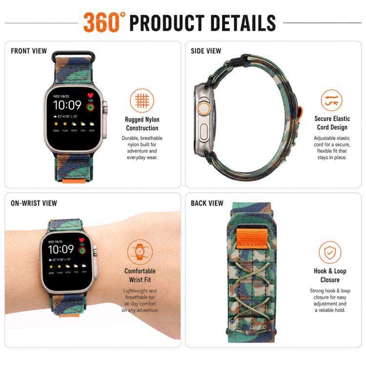 xDfind Sport Nylon Hook And Loop Fastener Watch Band, For Apple Watch 42 / 44 / 45 / 46 / 49mm