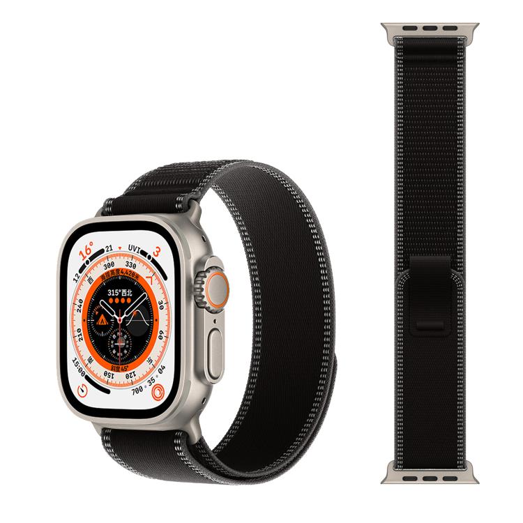xDfind Adjustable Hook And Loop Fastener Reflective Nylon Loop Watch Band, For Apple Watch 42 / 44 / 45 / 46 / 49mm