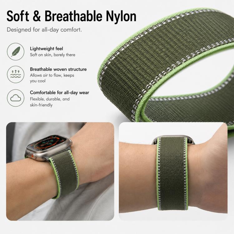 xDfind Adjustable Hook And Loop Fastener Reflective Nylon Loop Watch Band, For Apple Watch 38 / 40 / 41 / S11 42mm