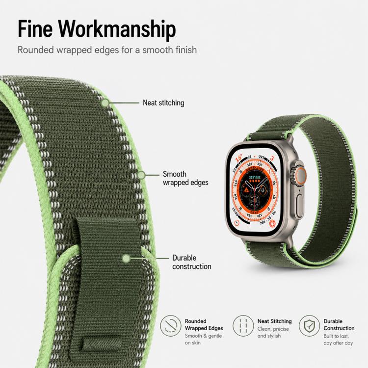 xDfind Adjustable Hook And Loop Fastener Reflective Nylon Loop Watch Band, For Apple Watch 42 / 44 / 45 / 46 / 49mm