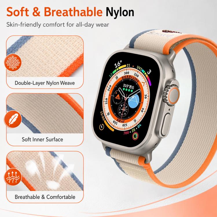 xDfind Rhinestone Hook And Loop Fastener Nylon Loop Watch Band, For Apple Watch 42 / 44 / 45 / 46 / 49mm