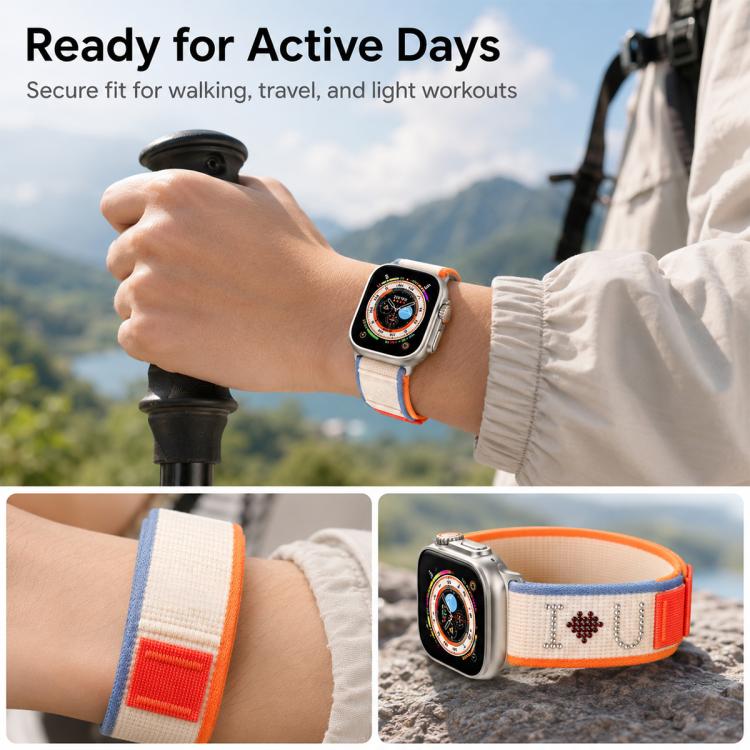 xDfind Rhinestone Hook And Loop Fastener Nylon Loop Watch Band, For Apple Watch 38 / 40 / 41 / S11 42mm