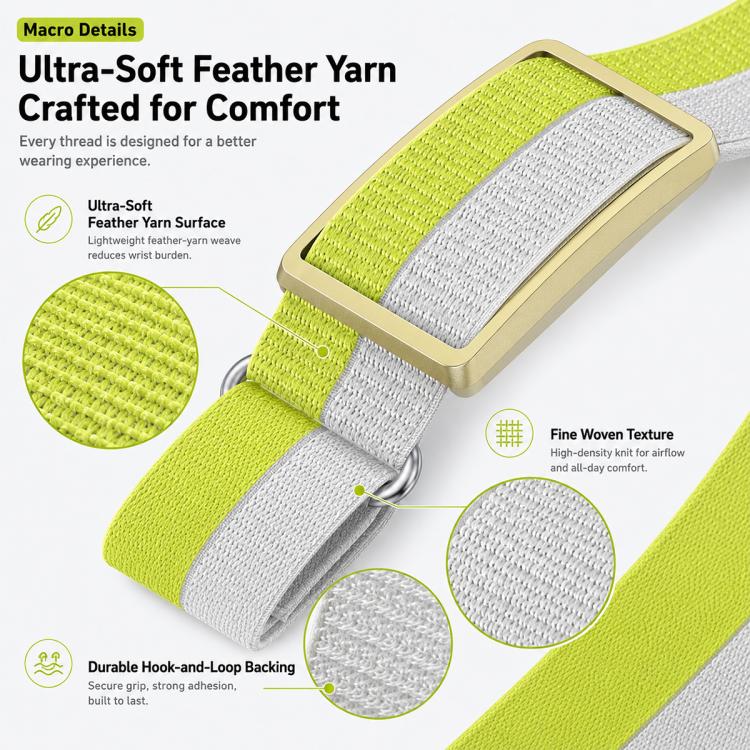 For Polar Loop xDfind Metal Round Buckle Feather Yarn Breathable Nylon Loop Watch Band, L Wrist Circumference 170-235mm