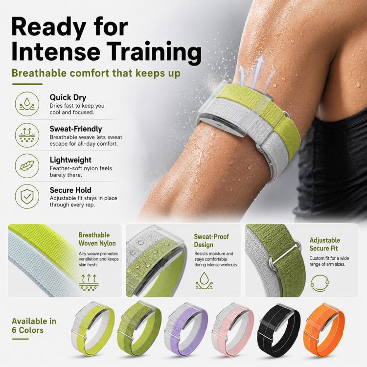 For COROS Heart Rate Monitor xDfind Metal Buckle Feather Yarn Breathable Nylon Quick-release Watch Band, L Wrist Circumference 170-235mm