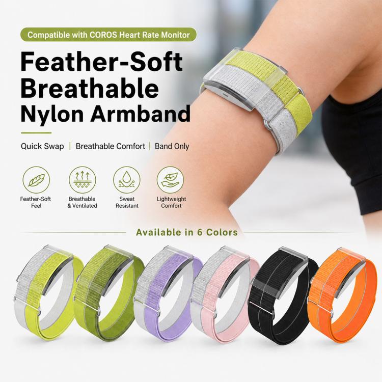 For COROS Heart Rate Monitor xDfind Metal Buckle Feather Yarn Breathable Nylon Quick-release Watch Band, S Wrist Circumference 135-170mm