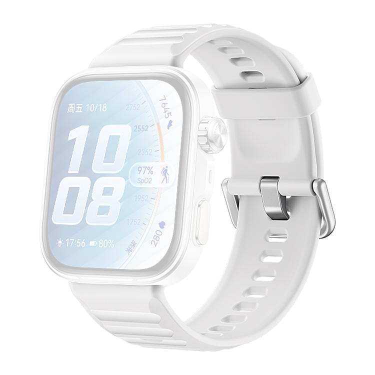 For Huawei Watch Fit 5 / Fit 5 Pro xDfind Sport Silicone Watch Band, Silver Buckle