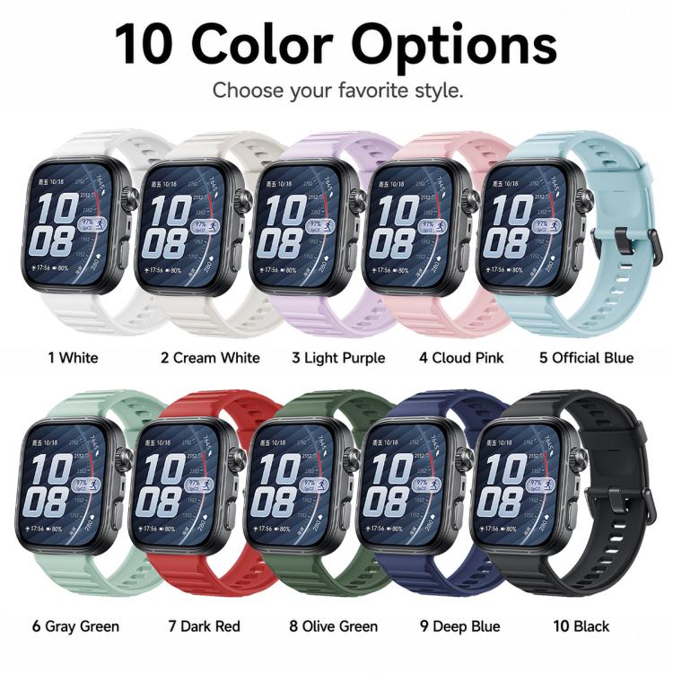 For Huawei Watch Fit 5 / Fit 5 Pro xDfind Sport Silicone Watch Band, Silver Buckle