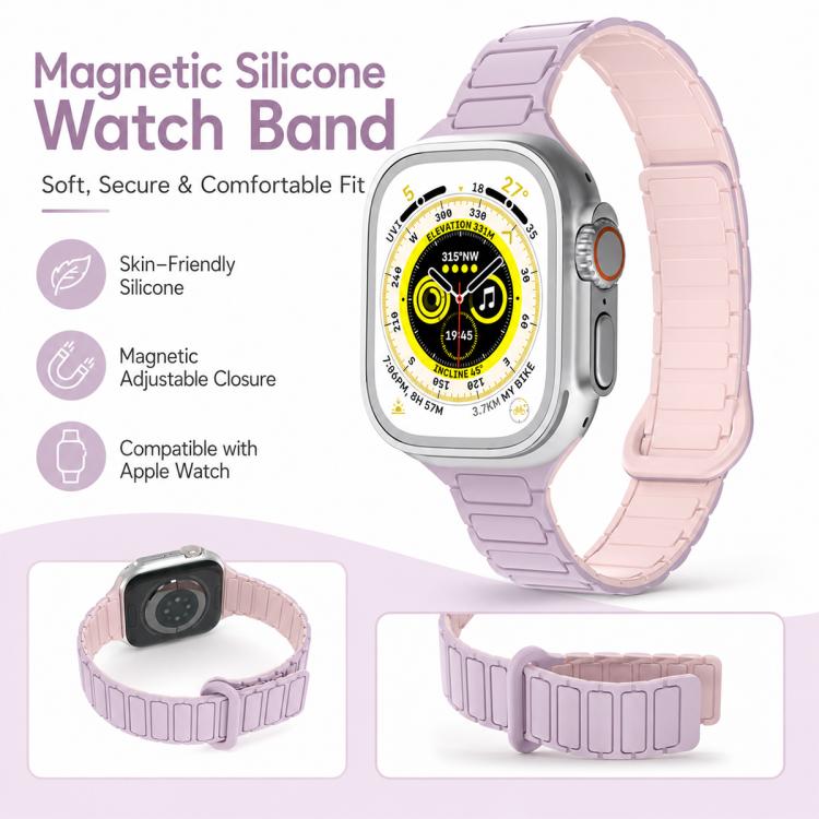 xDfind Three Beads Magnetic Silicone Watch Band, For Apple Watch 42 / 44 / 45 / 46 / 49mm