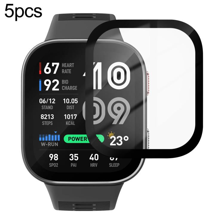 5pcs / Pack PMMA Composite Soft Screen Protector Film With Retail Color Box, For Amazfit Balance 3, For Amazfit Bip Max, For Amazfit Active Max, For Amazfit T-Rex 3 Pro 44mm, For Amazfit T-Rex 3 Pro 48mm