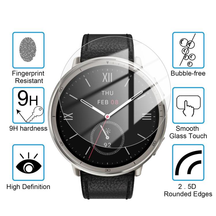 5pcs / Pack Curved-edge HD Tempered Glass Screen Protector Film With Retail Color Box, For Amazfit Active 2, For Amazfit Balance