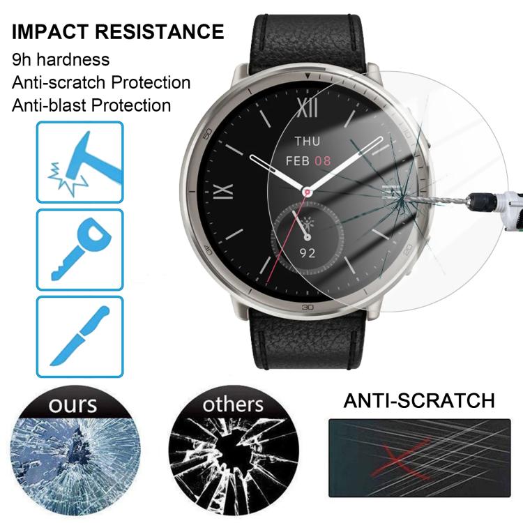 5pcs / Pack Curved-edge HD Tempered Glass Screen Protector Film With Retail Color Box, For Amazfit Active 2, For Amazfit Balance
