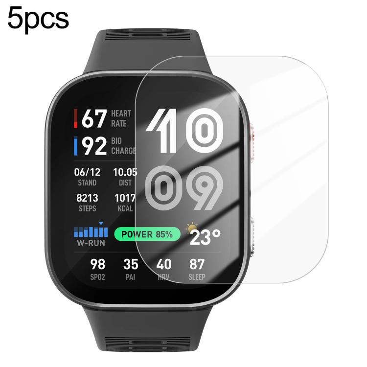 5pcs / Pack Curved-edge HD Tempered Glass Screen Protector Film With Retail Color Box, For Amazfit Balance 3, For Amazfit Bip Max, For Amazfit Active Max, For Amazfit T-Rex 3 Pro 44mm, For Amazfit T-Rex 3 Pro 48mm